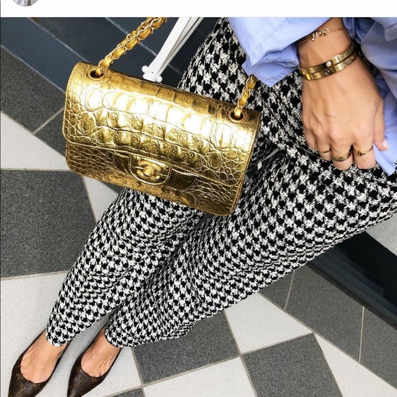 NWT ZARA BLACK WHITE HOUNDSTOOTH PANTS BLOGGERS FAVORITE OLD MONEY STYLE - Picture 14 of 16